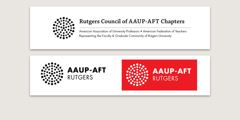 Three versions of the AAUP signature. Top: the official version; bottom: badges for informal applications.