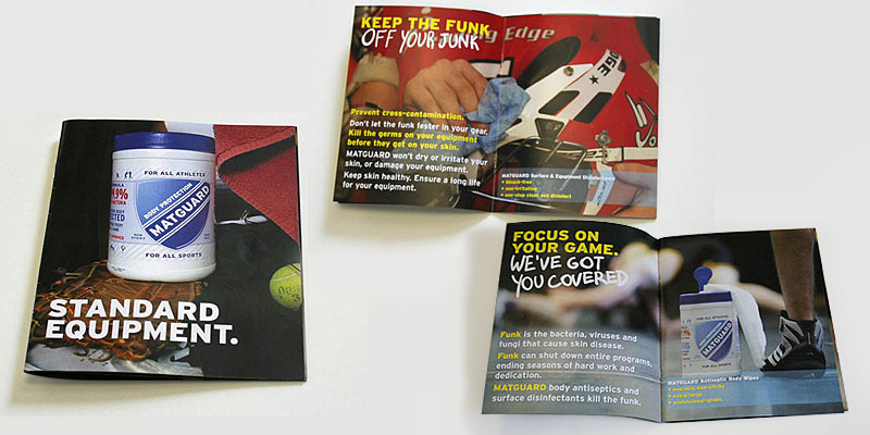 Matguard self-mailer brochure lays out the case for athletic hygiene
