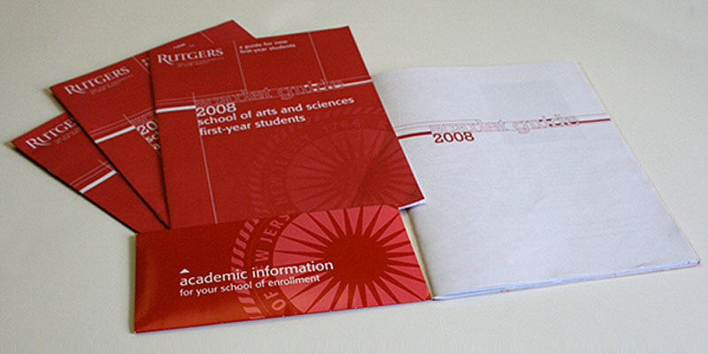 The inside cover is also a folder that holds supplementary books for specific schools at Rutgers